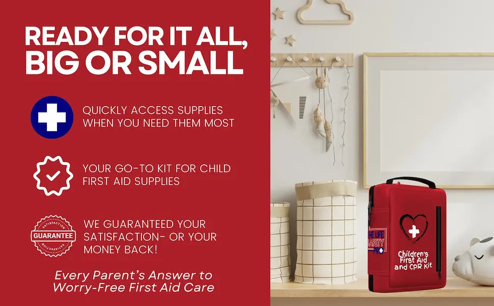 Emergency Red color childrens first aid and cpr kit created by the life safety pro with access to the supplies you need when you need them most. 